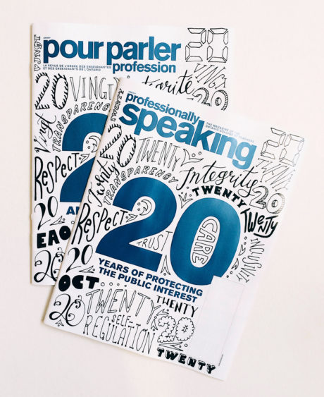 Professionally speaking magazine cover design hand lettering