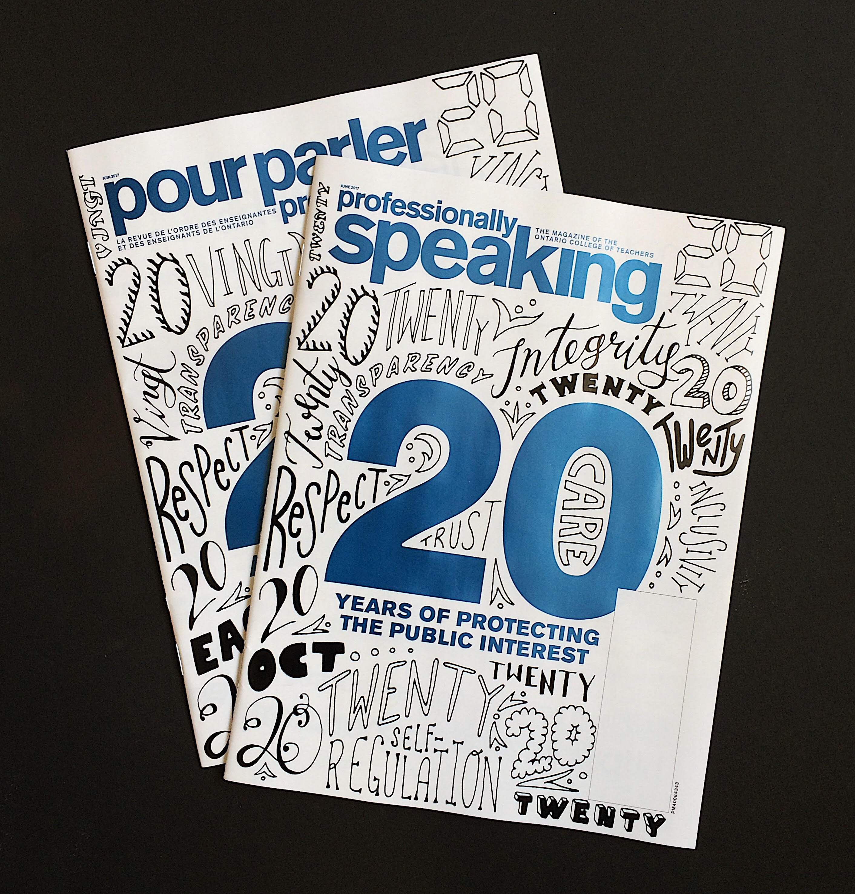 Professionally speaking magazine cover design hand lettering